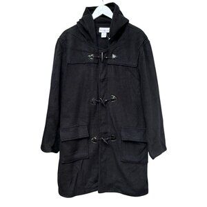 Susan Graver Toggle Coat Plus Size 1X Black Fleece Womens Jacket Casual Cozy